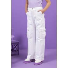 Dmb Kids DMB Kargo Kız Kot Pantolon - Beyaz