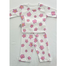 Drop Kids Bebek Pijama Uzun Pembe Çiçek Desen %100 Pamuk Yenidoğan Çocuk Pijama