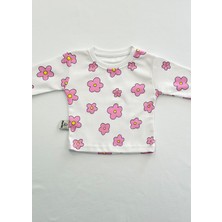 Drop Kids Bebek Pijama Uzun Pembe Çiçek Desen %100 Pamuk Yenidoğan Çocuk Pijama