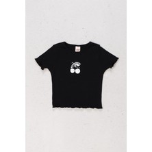 Dmb Kids Dmb Kirazlı Kız Tişört - Siyah
