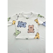 Drop Kids Bebek Pijama Uzun Yeşil Büyük Ayıcık Desen %100 Pamuk Yenidoğan Çocuk Pijama
