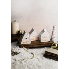 Muffag 5 x 7 3'lü Ev Mumluk Dekoratif Mumluk Tealight Mumluk 3 Beyaz Beton