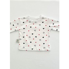Drop Kids Bebek Pijama Uzun  Kalp Puan Desen %100 Pamuk Yenidoğan Çocuk Pijama