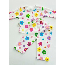 Drop Kids Bebek Pijama Uzun Renkli Çiçek  Desen %100 Pamuk Yenidoğan Çocuk Pijama