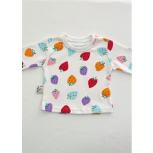 Drop Kids Bebek Pijama Takımı Renkli Çilek Desen %100 Pamuk Yenidoğan Çocuk Pijama