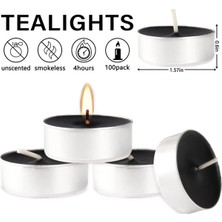 Amentes Siyah 50 Li Tealight Mum Tea Light 50 Adet Ahşap 1 Parça