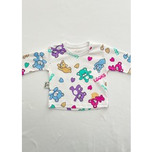 Drop Kids Bebek Pijama Takımı Renkli Ayıcık Desen %100 Pamuk Yenidoğan Çocuk Pijama