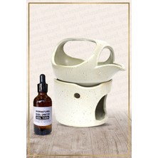 İpek Naturel Seramik Ibrik Temalı Beyaz Seramik Buhurdanlık & Özel Üretim Gül Yağı Setli