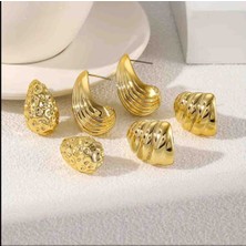 MINIISTOREE23 Çelik Küpe Set Gold (6 Parça)