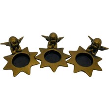 Momo Polyester Melek Mumluk Şamdanlık  3 Adet Altın 3 5 x 5