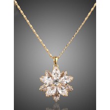 Monemel Swarovski  Gold Çiçek  Kolye (Altın Kaplama)