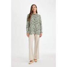 DeFacto Loose Fit Gömlek Yaka Desenli Uzun Kollu Gömlek Tunik T0609AZ24AU