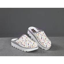 Dr. Mitra Traktör Taban Delikli Kadın Sabo Terlik 807 Beyaz