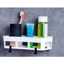 Main Shop 2'li Yapışkanlı Mutfak ve Banyo Rafı, Şampuan, Sabun, Duş Jeli Düzenleyici Beyaz Renk