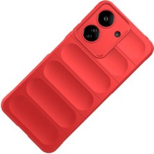 Case 4u Xiaomi Redmi 13C Kılıf Esnek Tpu Oyuklu Arka Yüzey Tasarımlı Etnik Silikon Kapak Kırmızı