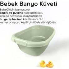 Meleni Baby 3’lü Bebek Banyo Seti - Bebek Yıkama Küveti - Su Kovası - Maşrapa - Bebek Yıkama Filesi li