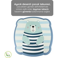 Meleni Baby Kaydırmaz Tabanlı Çocuk Taburesi - Figürlü Banyo Lavabo Yükseltici Tabure - Mavi