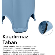 Meleni Baby Kaydırmaz Tabanlı Çocuk Taburesi - Figürlü Banyo Lavabo Yükseltici Tabure - Mavi