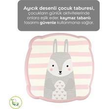 Meleni Baby Kaydırmaz Tabanlı Çocuk Taburesi - Figürlü Banyo Lavabo Yükseltici Tabure - Pembe