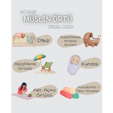Baby Pamuklu 4 Katlı El Arabalı Tavşan Nakışlı Çok Amaçlı 90X80 Bebek Müslin Örtü Battaniye