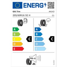 Giti 205/60 R16 92H Synergy E1 Oto Yaz Lastiği (Üretim Yılı: 2024)