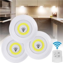 Ledim Beyaz 3 Adet Kumandalı Cob Ledli Spot Lamba LED Dolapiçi Gece Lambası NOCOLOR-0B502C98