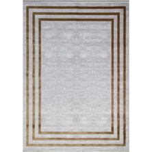 Halımax Art Bambu Saten Gold 2185 Çerçeve Desenli Makinede Yıkanabilir Dokuma Halı
