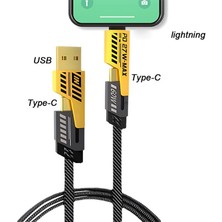 Coofbe Tüm Telefonlara Uyumlu 4in1 27W+65W Şarj Kablosu Type-C To USB Type-C To Lightning Şarj Kablo