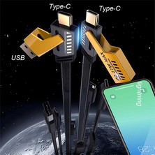 Coofbe Tüm Telefonlara Uyumlu 4in1 27W+65W Şarj Kablosu Type-C To USB Type-C To Lightning Şarj Kablo