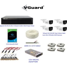 Vguard 2mp 4 Kameralı Dış Ortam Ahd Hd-Tvı Full Kamera Seti 1tb Disk