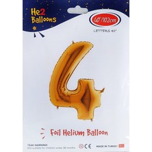 Eksanat Altın Sarısı Folyo Helium Rakam Şeklinde Balon (40 x 102 cm) ve 2 Adet Konfeti Parti Takımı