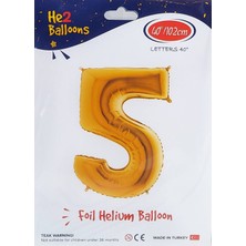 Eksanat Altın Sarısı Folyo Helium Rakam Şeklinde Balon (40 x 102 cm) ve 2 Adet Konfeti Parti Takımı