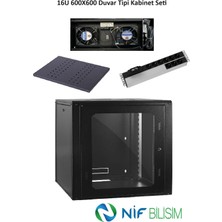 Nif Ulusal 16U 600X600 Duvar Tip Kabinet Seti 2li Duvar Tipi Fan 9lu Pdu Priz 600MM Sabit Raf Dahil Set