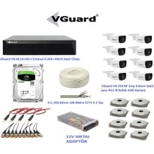 Vguard 2mp 8 Kameralı Dış Ortam Ahd Hd-Tvı Full Kamera Seti 500GB Disk