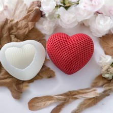 By Hobi Yap Çizgili Küçük Kalp  Silikon Mum Kalıbı