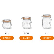 Le Parfait Super  Cam 18'li Buzdolabı Seti (6 Adet 1000 ml - 6 Adet 750 ml - 6 Adet 500 Ml)