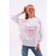 Pulli Collection Pembe Fiyonklu Yeni Sezon Basic Sweatshırt