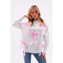 Pulli Collection Pembe Fiyonklu Yeni Sezon Basic Sweatshırt