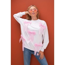 Pulli Collection Pembe Fiyonklu Yeni Sezon Basic Sweatshırt