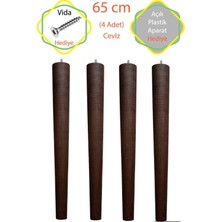 Evnalia Ham 4 Adet Lüks 65 cm Konik Ahşap Masa Ayağı Çap: 4,2 cm Hobi Dıy (Vida ve Aparatlarıyla Birlikte)