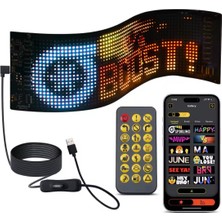 Aet Araç Car LED Ekran Kişiselleştirilebilir Telefon App Kontrollü Uzaktan Kumandalı Kayan Yazı Emoji LED Matrix Panel