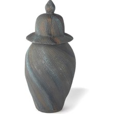 Mikasa Moor Mavi Gri Seramik Küp Kapaklı Vazo 43cm