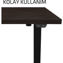 Tischkönig Updo Elektrikli Yükseklik Ayarlı Masa 120x60 - 25mm Antrasit Tabla - Siyah Ayak