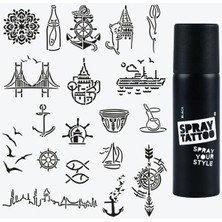 One Spray Tattoo İstanbul City Pack Dövme Şablon Seti ve Siyah Sprey