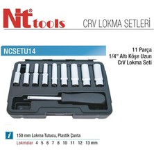 Nt Tools 11 Parça 1/4" Uzun Altıköşe Lokma Seti NCSETU14