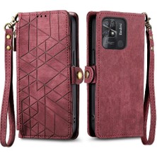 GX Boutique Xiaomi Redmi 10C Deri Kılıf Için Flip Case Darbeye Basit Iş (Yurt Dışından)