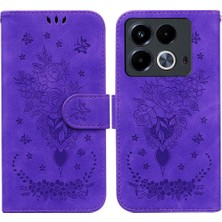 MY Boutique1 Infinix Not Için Kılıf 40 4g Kabartma Gül Çiçekler Kart Yuvaları Flip Pu Deri (Yurt Dışından)