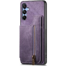 MY Boutique1 Samsung Galaxy A15 5g Için Kılıf Katlanabilir Arka Kapak Vintage Fermuar Cüzdan (Yurt Dışından)