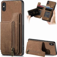 MY Boutique1 IPhone Xs Max Katlanabilir Arka Kapak Vintage Fermuar Cüzdan Standı (Yurt Dışından)