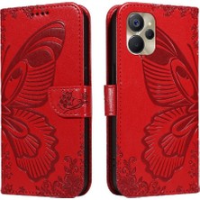 MY Boutique1 Kredi Kartı Yuvası ile Realme V20 Için Flip Case Kabartmalı Kelebek El (Yurt Dışından)